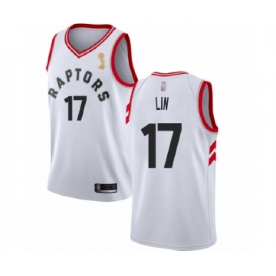 Women's Toronto Raptors #17 Jeremy Lin Swingman White 2019 Basketball Finals Champions Jersey - Association Edition - Ujersey