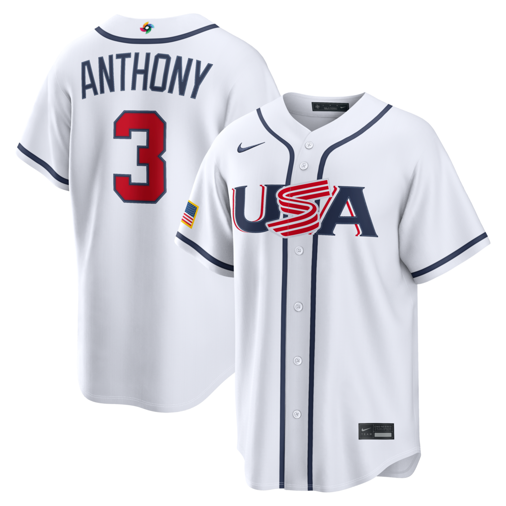 Men's USA Baseball Roman Anthony Nike White 2026 World Baseball Classic Home Stadium Jersey - SUjersey01
