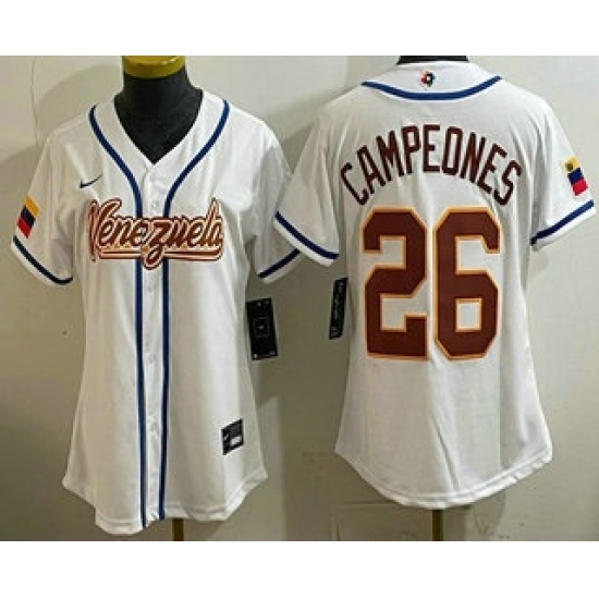 Women's Venezuela #26 Campeones White 2026 World Baseball Classic Cool Base Jersey - Ujersey