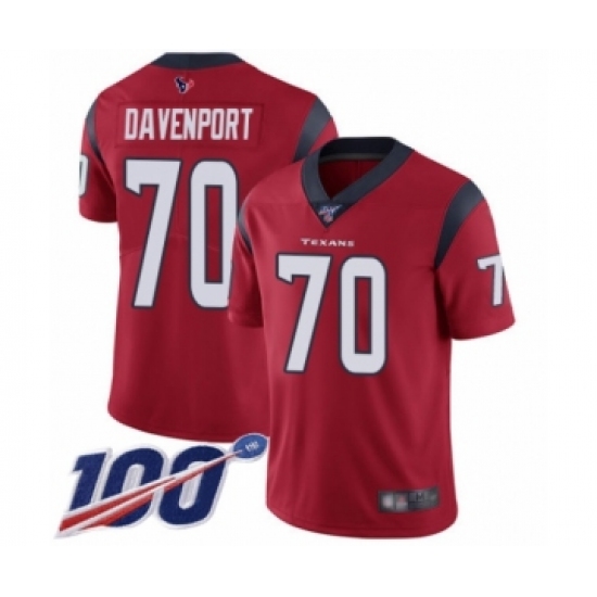 Men's Houston Texans #70 Julien Davenport Red Alternate Vapor Untouchable Limited Player 100th Season Football Jersey - Ujersey