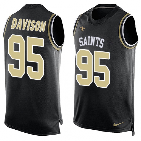 Men's Nike New Orleans Saints #95 Tyeler Davison Limited Black Player Name & Number Tank Top NFL Jersey