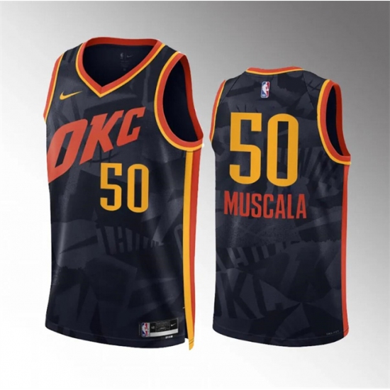 Men's Oklahoma City Thunder #50 Mike Muscala Black 2023-24 City Edition Stitched Basketball Jersey - Ujersey