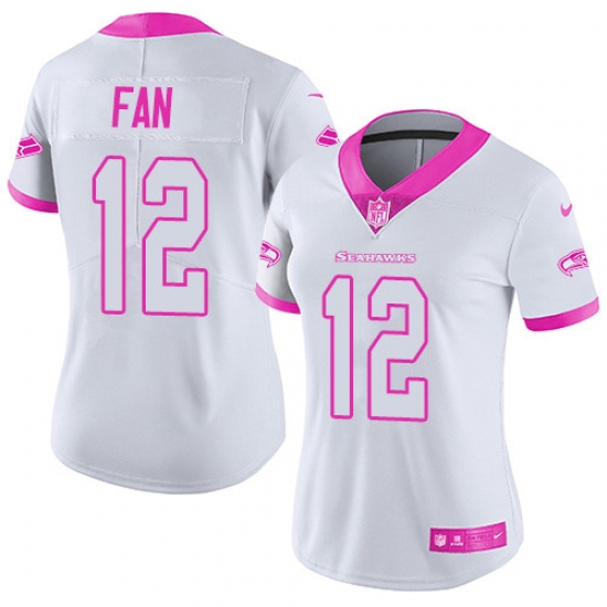Women's Nike Seattle Seahawks 12th Fan Limited White/Pink Rush Fashion NFL Jersey - Ujersey