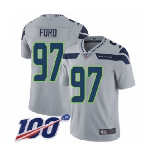 Youth Seattle Seahawks #97 Poona Ford Grey Alternate Vapor Untouchable Limited Player 100th Season Football Jersey - Ujersey