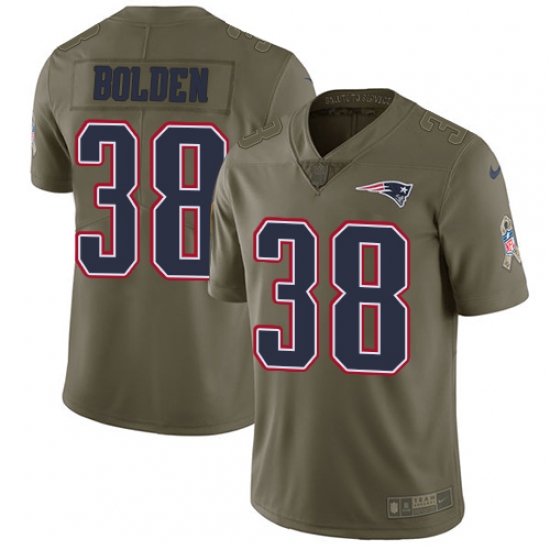 Men's Nike New England Patriots #38 Brandon Bolden Limited Olive 2017 Salute to Service NFL Jersey - Ujersey