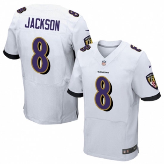 Men's Nike Baltimore Ravens #8 Lamar Jackson Elite White NFL Jersey - Ujersey