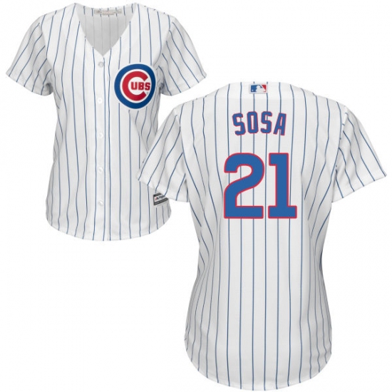 Women's Majestic Chicago Cubs #21 Sammy Sosa Authentic White Home Cool Base MLB Jersey - Ujersey