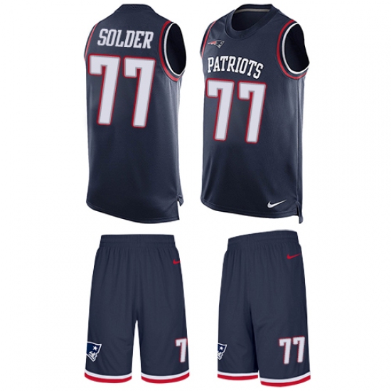 Men's Nike New England Patriots #77 Nate Solder Limited Navy Blue Tank Top Suit NFL Jersey - Ujersey