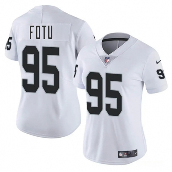 Women's Las Vegas Raiders #95 Leki Fotu White 2025 Vapor Football Stitched Jersey(Run Small) - Ujersey