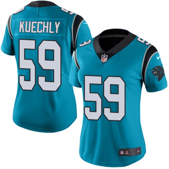 Women's Nike Carolina Panthers #59 Luke Kuechly Blue Alternate Vapor Untouchable Limited Player NFL Jersey - Ujersey