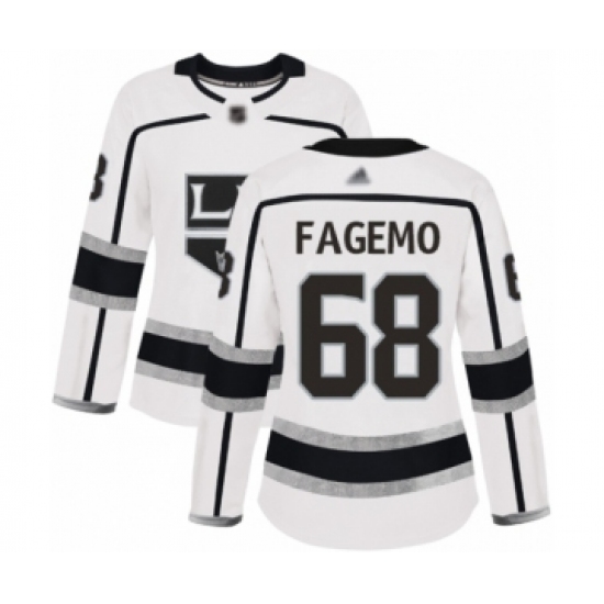 Women's Los Angeles Kings #68 Samuel Fagemo Authentic White Away Hockey Jersey - Ujersey