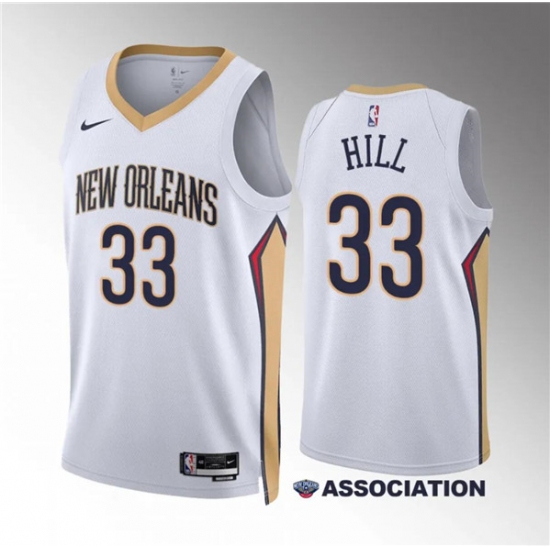 Men's New Orleans Pelicans #33 Malcolm Hill White Association Edition Stitched Basketball Jersey - Ujersey