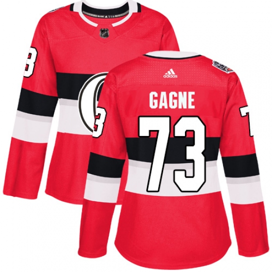 Women's Adidas Ottawa Senators #73 Gabriel Gagne Authentic Red 2017 100 Classic NHL Jersey - Ujersey