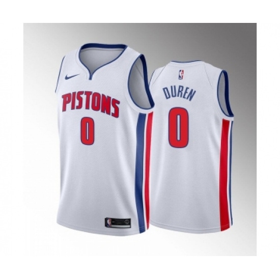 Men's Detroit Pistons #0 Jalen Duren 2022 Draft White Basketball Stitched Jersey - Ujersey