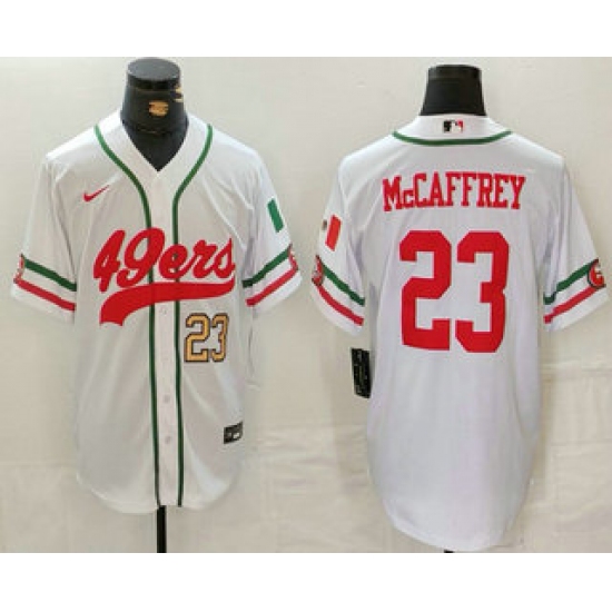 Men's San Francisco 49ers #23 Christian McCaffrey Number White Mexico Cool Base Stitched Baseball Jersey - Ujersey
