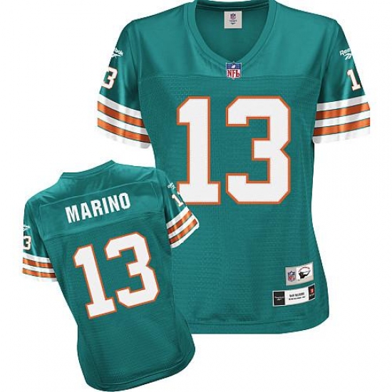 Reebok Miami Dolphins #13 Dan Marino Green Women's Throwback Team Color Replica NFL Jersey - Ujersey