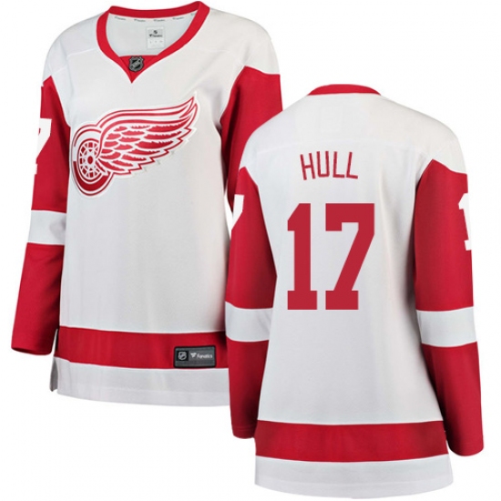 Women's Detroit Red Wings #17 Brett Hull Authentic White Away Fanatics Branded Breakaway NHL Jersey - Ujersey