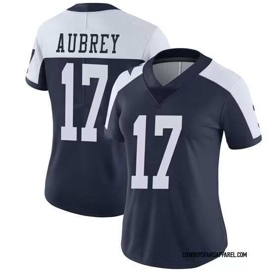 Women's Dallas Cowboys #17 Brandon Aubrey Limited Navy Thanksgiving Vapor Untouchable Jersey - Ujersey