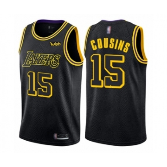 Men's Los Angeles Lakers #15 DeMarcus Cousins Authentic Black City Edition Basketball Jersey - Ujersey
