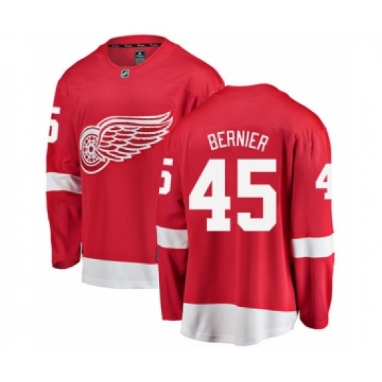 Men's Detroit Red Wings #45 Jonathan Bernier Authentic Red Home Fanatics Branded Breakaway NHL Jersey - Ujersey