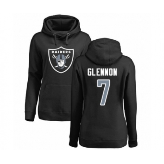 Football Women's Oakland Raiders #7 Mike Glennon Black Name & Number Logo Pullover Hoodie - Ujersey
