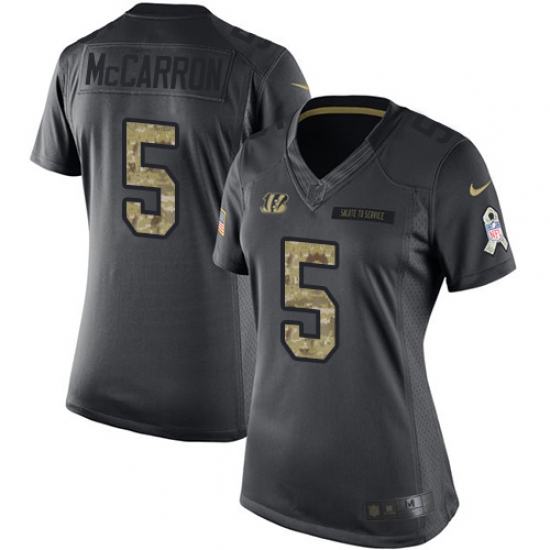 Women's Nike Cincinnati Bengals #5 AJ McCarron Limited Black 2016 Salute to Service NFL Jersey - Ujersey