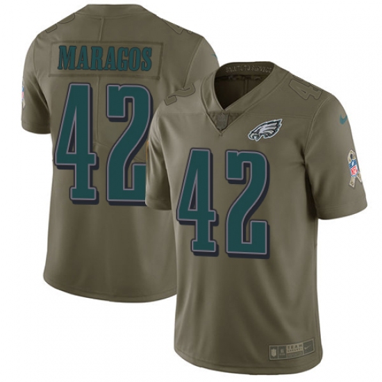 Youth Nike Philadelphia Eagles #42 Chris Maragos Limited Olive 2017 Salute to Service NFL Jersey - Ujersey