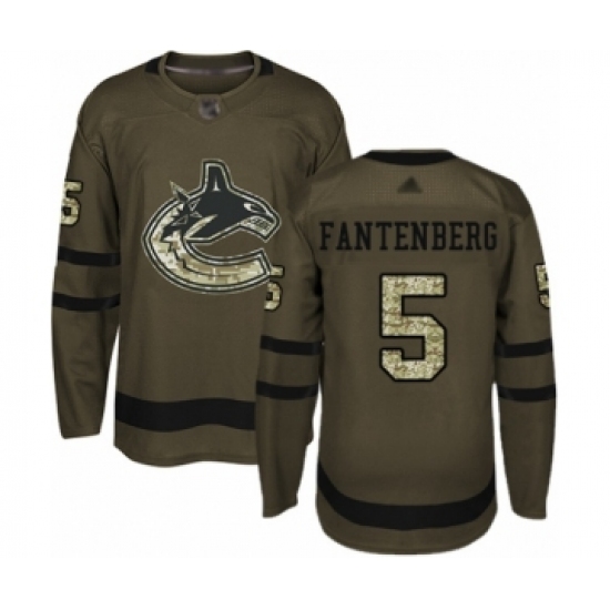 Men's Vancouver Canucks #5 Oscar Fantenberg Authentic Green Salute to Service Hockey Jersey - Ujersey
