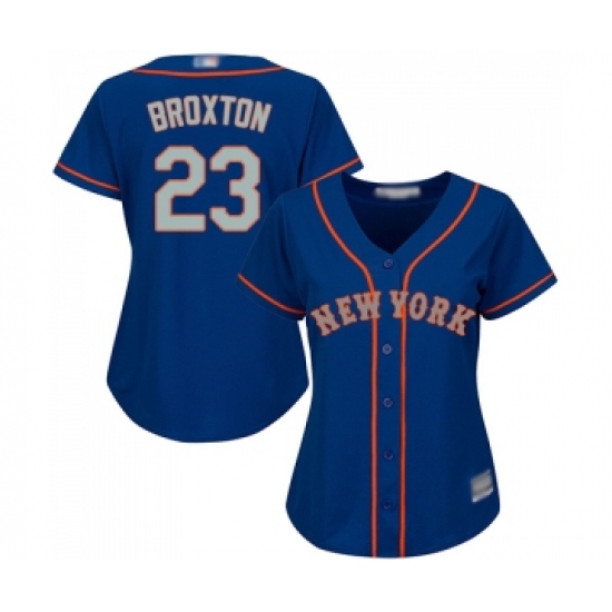 Women's New York Mets #23 Keon Broxton Authentic Royal Blue Alternate Road Cool Base Baseball Jersey - Ujersey