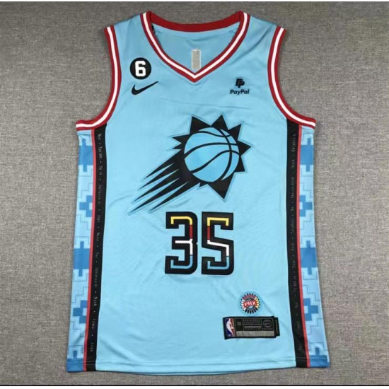 Men's Phoenix Suns #35 Kevin Durant Blue With No.6 Association Edition Stitched Basketball Jersey - Ujersey