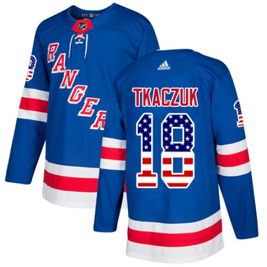 Men's Adidas New York Rangers #18 Walt Tkaczuk Authentic Royal Blue USA Flag Fashion NHL Jersey - Ujersey