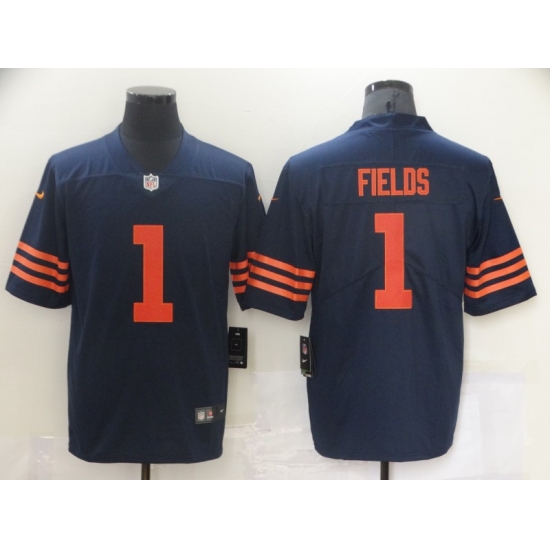 Men's Chicago Bears #1 Justin Fields Nike Navy 2021 Draft First Round Pick Alternate Limited Jersey - Ujersey