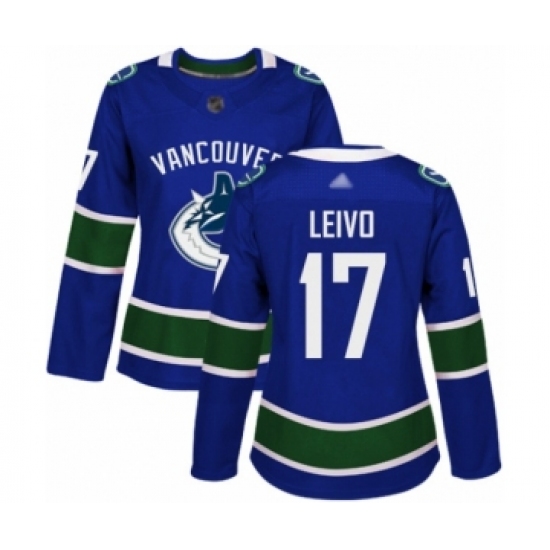 Women's Vancouver Canucks #17 Josh Leivo Authentic Blue Home Hockey Jersey - Ujersey