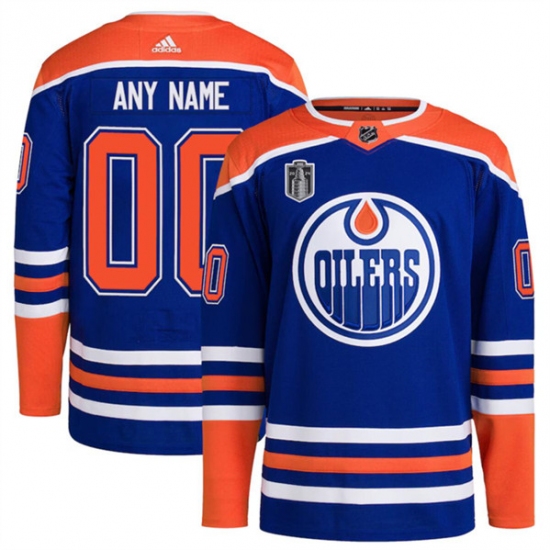 Men's Edmonton Oilers Custom Royal 2024 Stanley Cup Final Patch Stitched Jersey - Ujersey