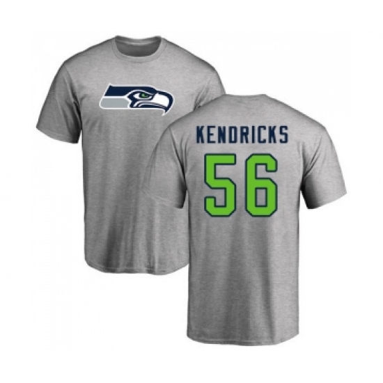 Football Seattle Seahawks #56 Mychal Kendricks Ash Name & Number Logo T-Shirt - Ujersey
