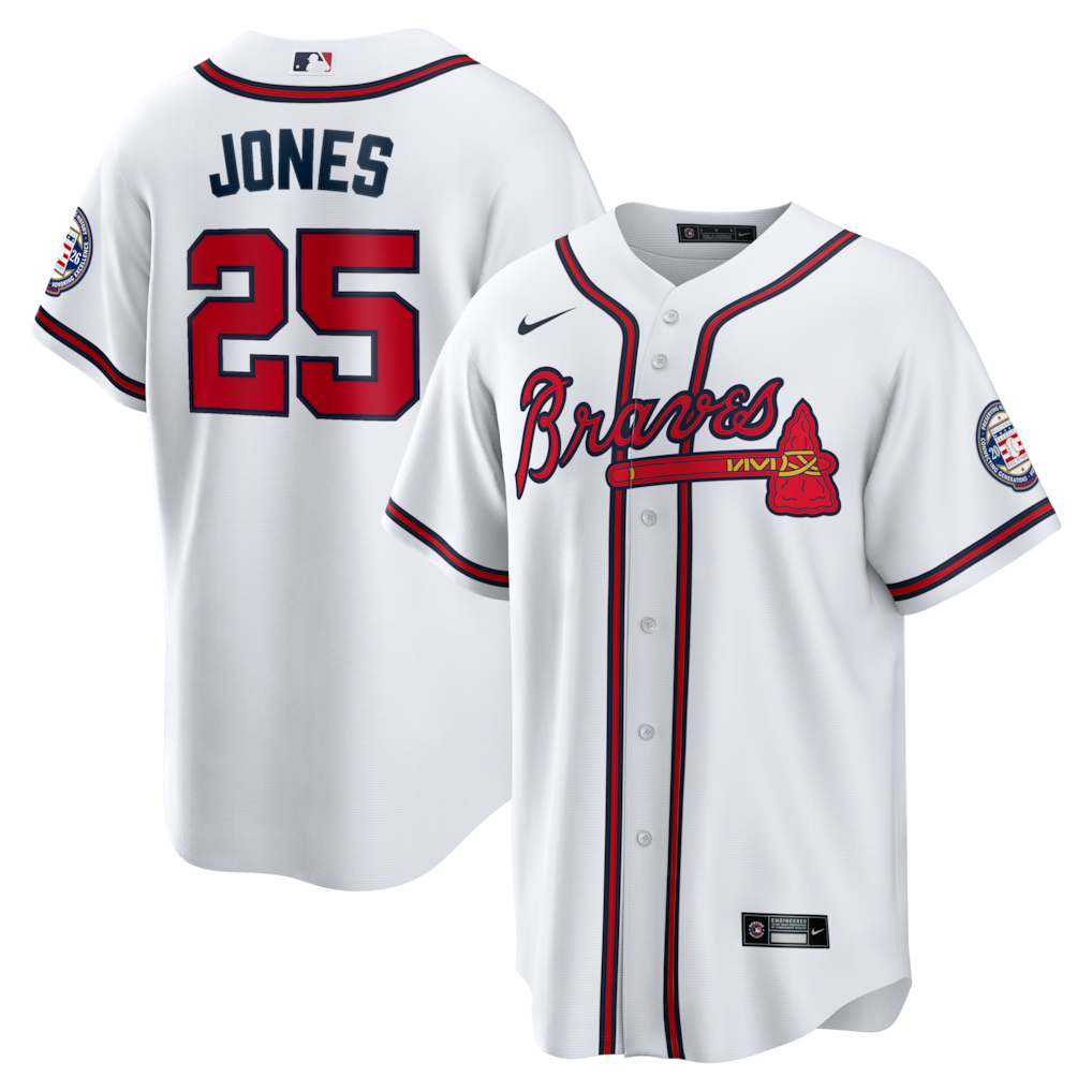 Men's Atlanta Braves Andruw Jones Nike White Home Replica 2026 Hall of Fame Patch Jersey - Ujersey