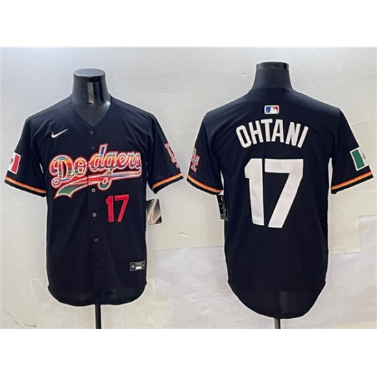 Men's Los Angeles Dodgers #17 Shohei Ohtani Black Mexico Limited Stitched Baseball Jersey - Ujersey