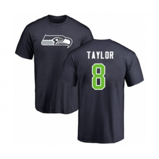 Football Seattle Seahawks #8 Jamar Taylor Navy Blue Name & Number Logo T-Shirt - Ujersey