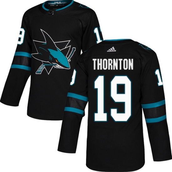 Men's Adidas San Jose Sharks #19 Joe Thornton Premier Black Alternate NHL Jersey - Ujersey