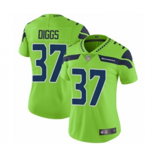 Women's Seattle Seahawks #37 Quandre Diggs Limited Green Rush Vapor Untouchable Football Jersey - Ujersey