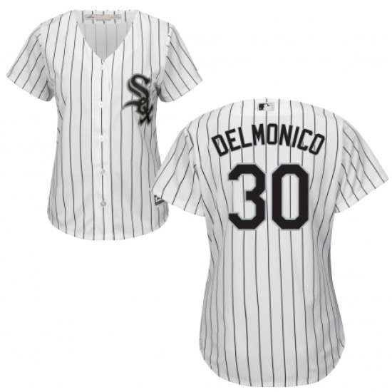 Women's Majestic Chicago White Sox #30 Nicky Delmonico Replica White Home Cool Base MLB Jersey - Ujersey