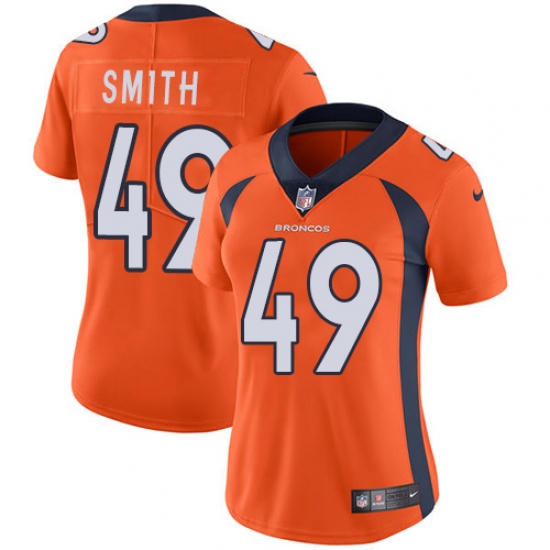 Women's Nike Denver Broncos #49 Dennis Smith Orange Team Color Vapor Untouchable Limited Player NFL Jersey - Ujersey