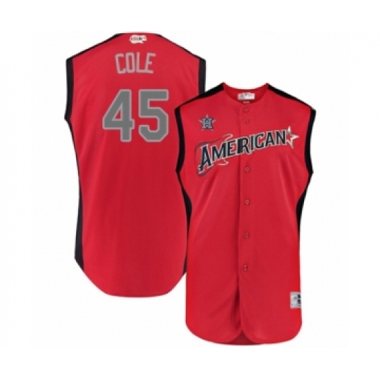 Men's Houston Astros #45 Gerrit Cole Authentic Red American League 2019 Baseball All-Star Jersey - Ujersey