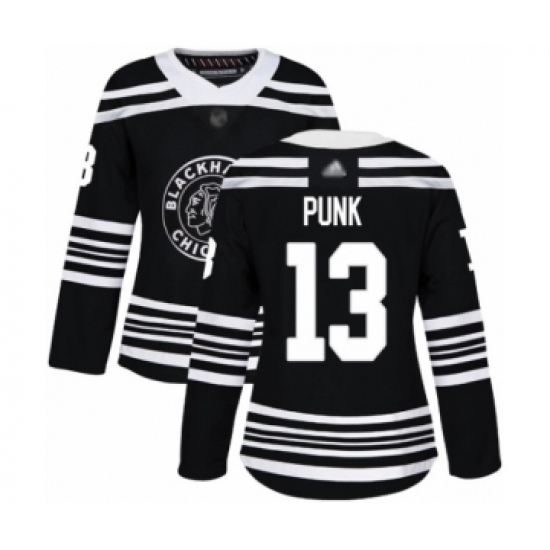 Women's Chicago Blackhawks #13 CM Punk Authentic Black Alternate Hockey Jersey - Ujersey