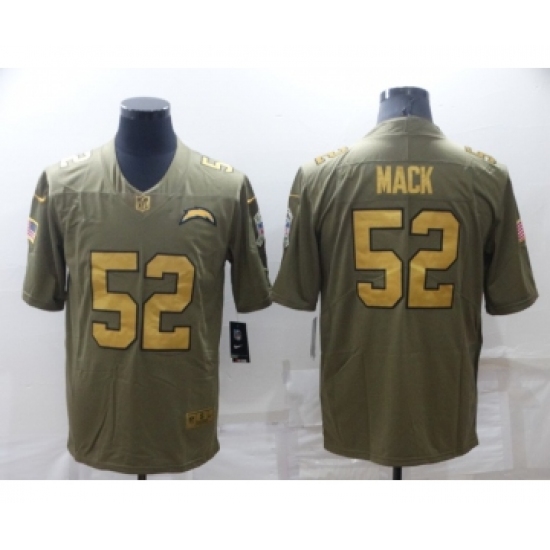 Men's Los Angeles Chargers #52 Khalil Mack Olive Gold Salute To Service Limited Stitched Jersey - Ujersey