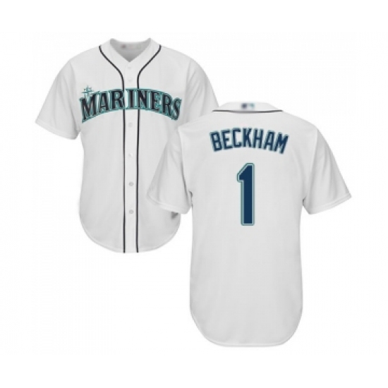 Men's Seattle Mariners #1 Tim Beckham Replica White Home Cool Base Baseball Jersey - Ujersey