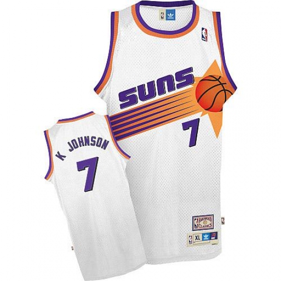 Men's Adidas Phoenix Suns #7 Kevin Johnson Authentic White Throwback NBA Jersey - Ujersey