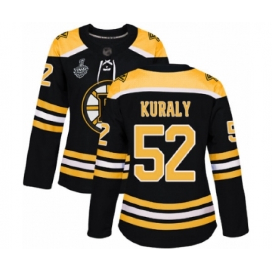 Women's Boston Bruins #52 Sean Kuraly Authentic Black Home 2019 Stanley Cup Final Bound Hockey Jersey - Ujersey