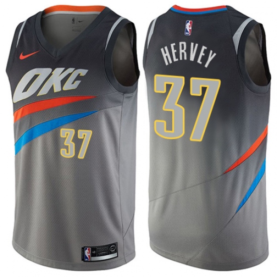Women's Nike Oklahoma City Thunder #37 Kevin Hervey Swingman Gray NBA Jersey - City Edition - Ujersey