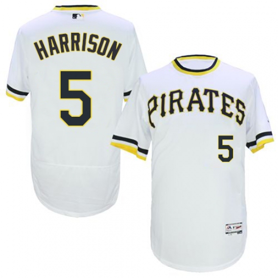 Men's Majestic Pittsburgh Pirates #5 Josh Harrison White Flexbase Authentic Collection Cooperstown MLB Jersey - Ujersey